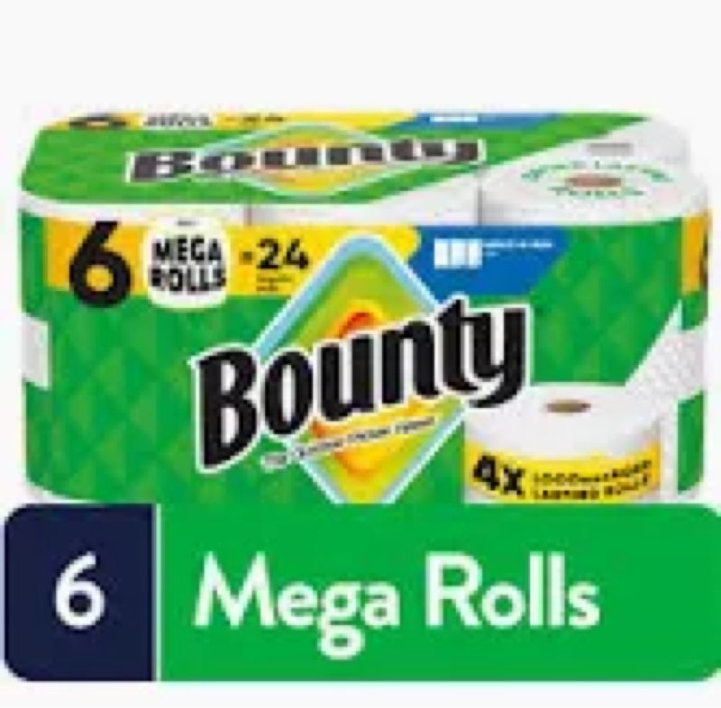 today Bounty Paper Towels Select-A-Size White, 6 Mega Rolls, 164 Sheets Per Roll