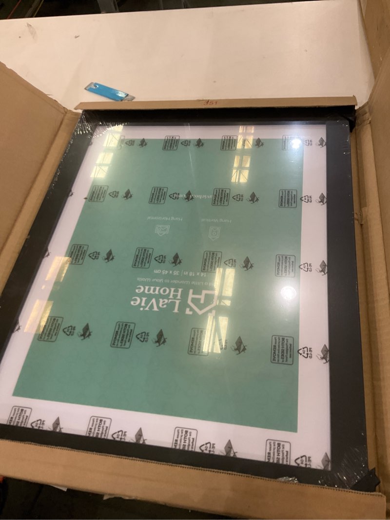 Condition photo showing Good Condition for LaVie Home 14x18 Picture Frame Black Poster Frame,Display Pictures 12x16 with Mat or 14x18 Without Mat, Stable and Sturdy Frame and Polished Plexiglass, Horizontal and Vertical Format of The Walls 14x18 Black