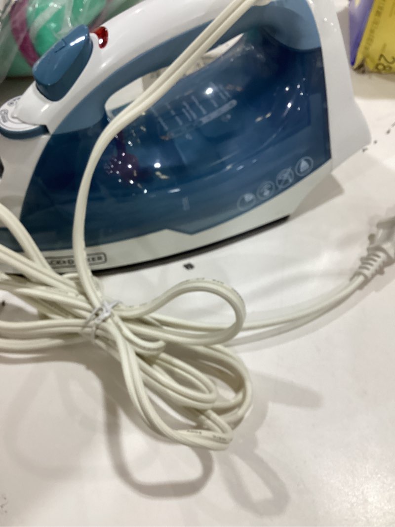 Condition photo showing Good Condition for BLACK+DECKER Easy Steam Compact Iron for Clothes, Automatic Shutoff, Nonstick Plate, Light Weight, 1200 Watts Standard Compact Iron