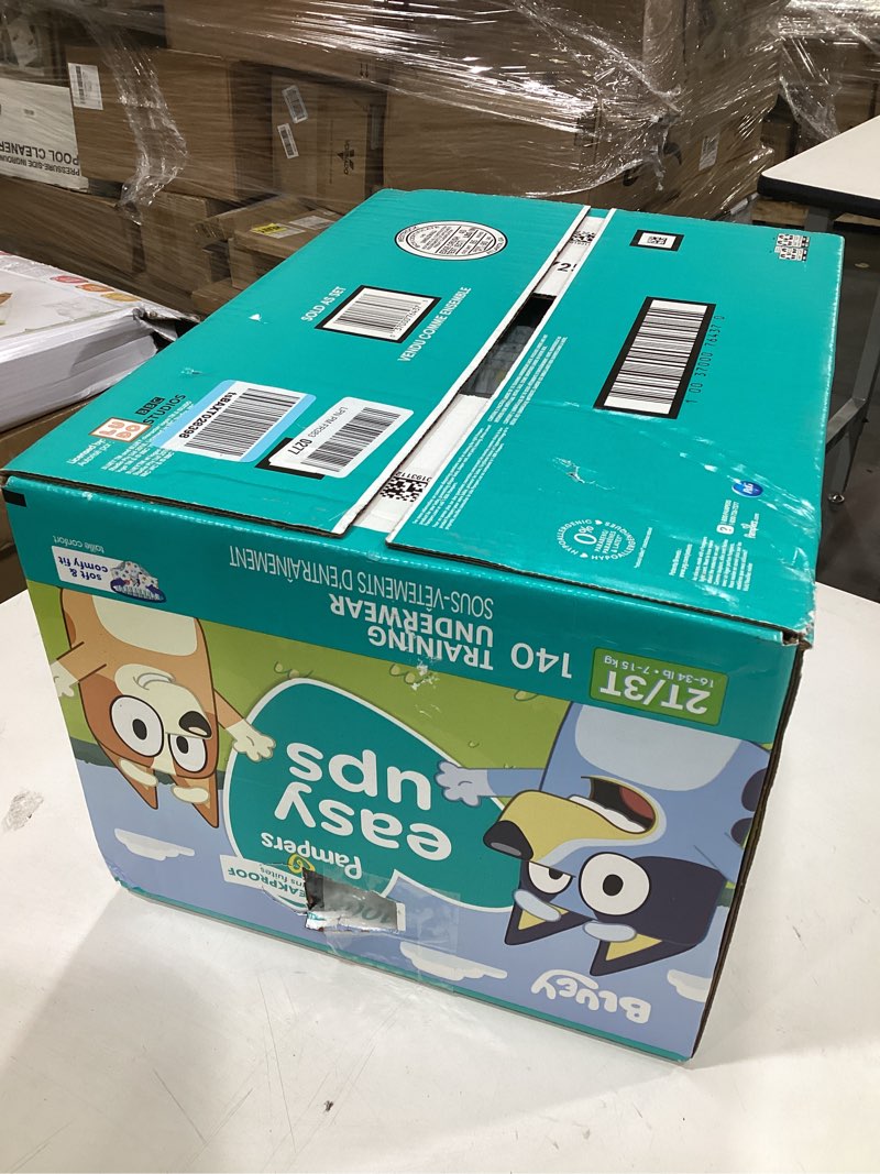Condition photo showing New/Like New for pampers training pants - easy ups boys & girls bluey - size 2t-3t, 140 count, children's potty underwear (packaging may vary) 2t-3t 140