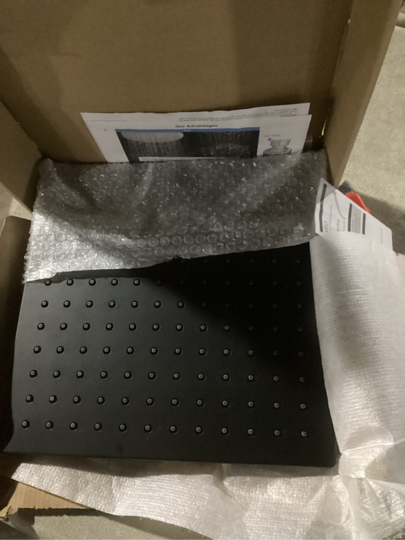 Condition photo showing Good Condition for Hibbent cUCPC Certified Metal Rain Shower Head, 12'' High Pressure Shower Heads, Square Large Bathroom Rainfall Shower Head with Adjustable Brass Ball Joint, Waterfall Full Body Coverage, Matte Black Square 12'' Matte Black