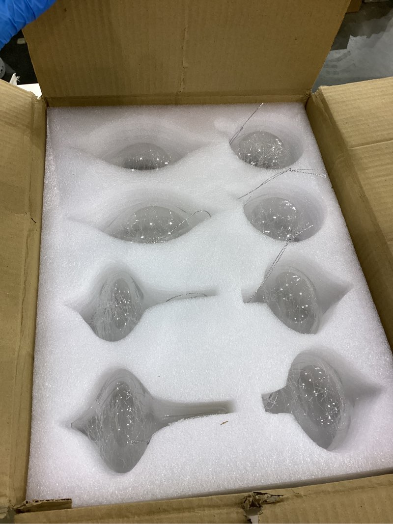 Condition photo showing As Is for Uiifan 40 Pack Clear Glass Christmas Ornaments Balls Bulk Blown Glass Christmas Tree Ornaments Assorted Size Iridescent Decoration Balls Gorgeous Xmas Tree Home Decoration Clear 40
