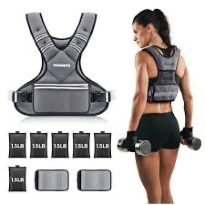 PACEARTH Adjustable Weight Vest 4-10lbs / 11-20lbs / 20-32lbs Grey