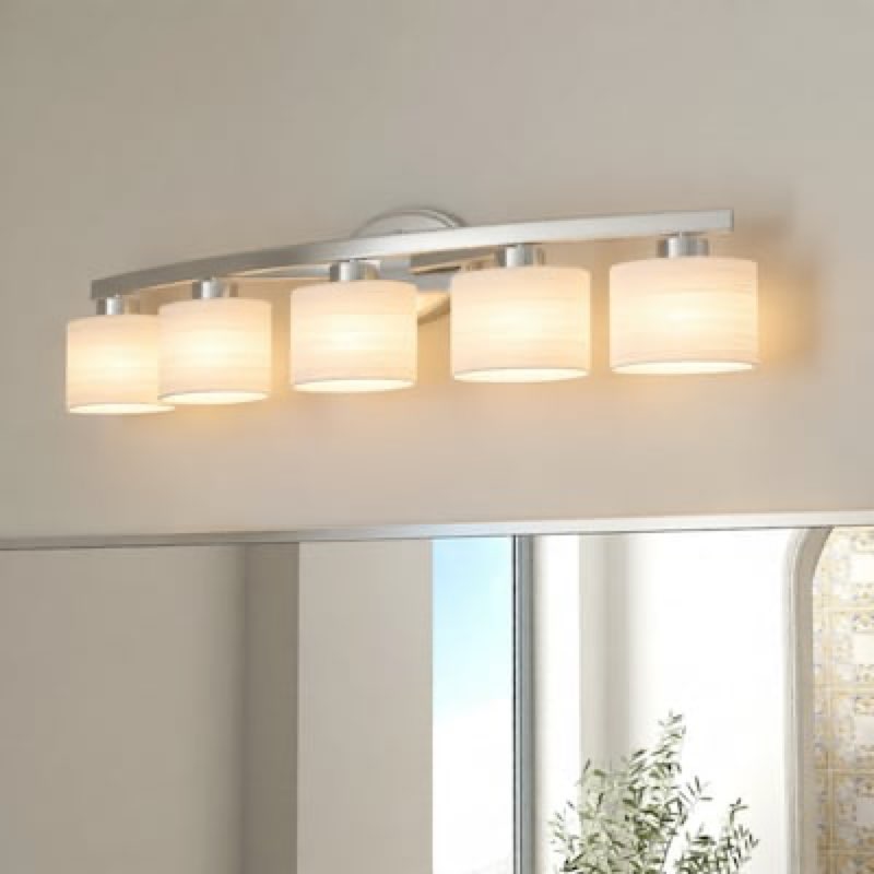 allen + roth Merington 37.5-in 5 Light Polished Chrome Transitional Bathroom Vanity light
