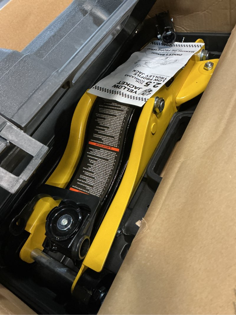 Condition photo showing Good Condition for YELLOW JACKET 2.5 Ton Trolley Jack with Carrying Case Hydraulic Low Profile Floor Jack for Cars Lift with Single Piston Lift Pump, 5500 lb Capacity… Steel 2.5 ton with Case