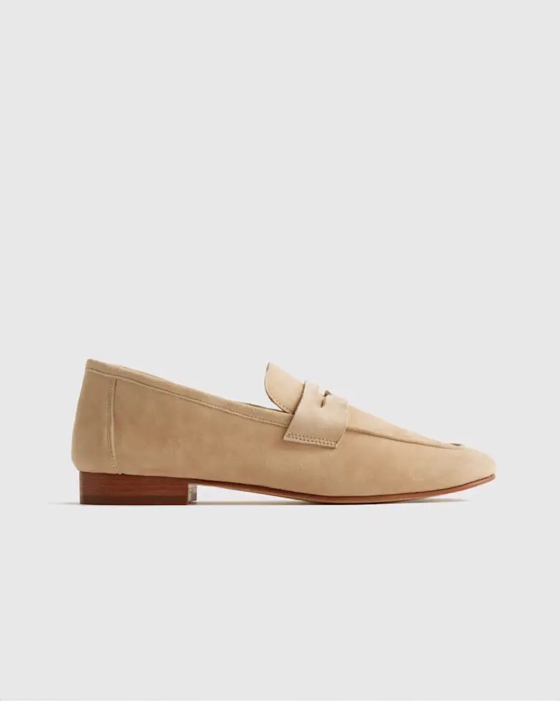 quince italian suede penny loafer, almond, 8