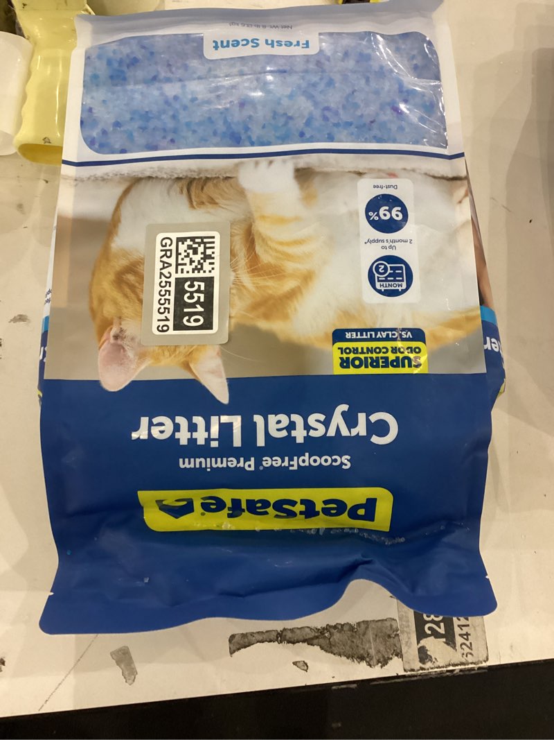 Condition photo showing New/Like New for PetSafe ScoopFree Premium Crystal Cat Litter - Ultra-Absorbent Silica Universal Litterbox Crystals - Non-Clumping Odor Control - Fresh Scent - 8 lb Bag