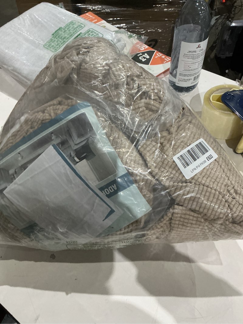 Condition photo showing Good Condition for Turquoize 3 Piece T Cushion Sofa Slipcovers Stretch Couch Cover Furniture Covers with 2 Individual T Cushion Covers, Machine Washable (2 Cushion Sofa, Sand) Sofa (2 Cushion) Sand