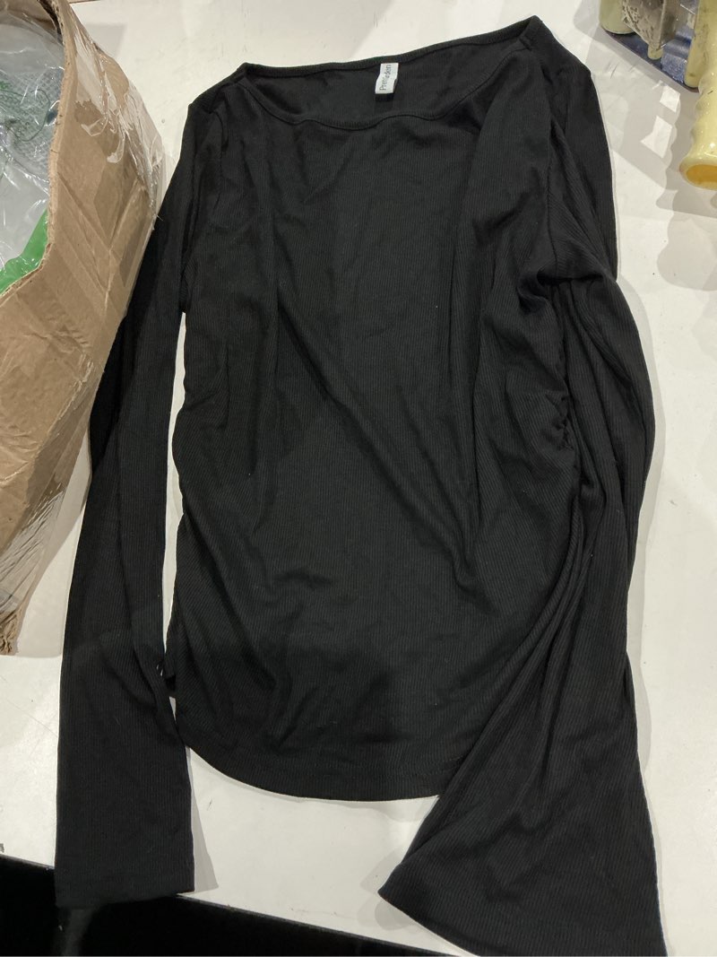 Condition photo showing Good Condition for similar. prettygarden women 2026 fall clothes long sleeve shirts ribbed knit fitted basic tee going out tops underscrub casual outfits black large