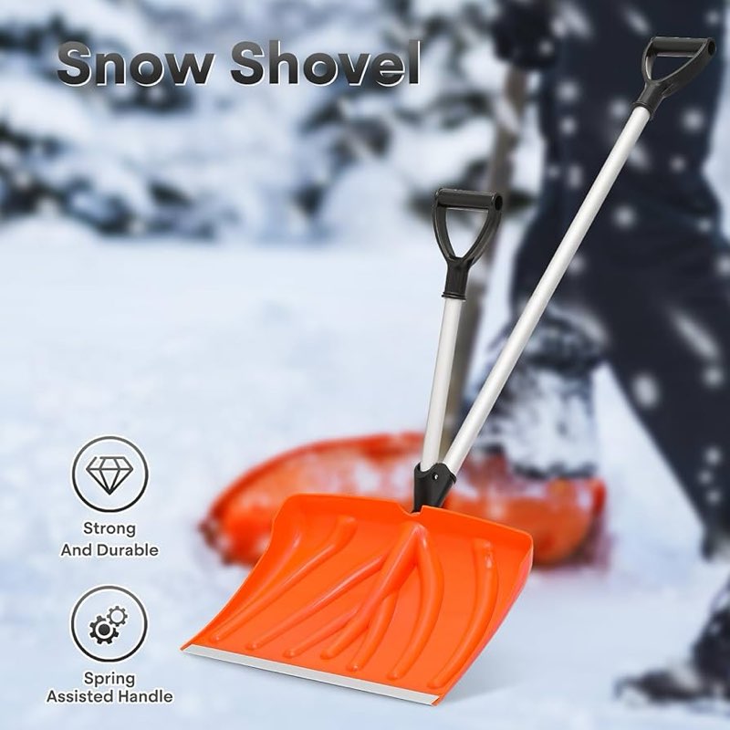Snow Pusher Shovel for Driveway, Wide Snow Shovel for Car Garage, Sidewalks and Doorways, Profession