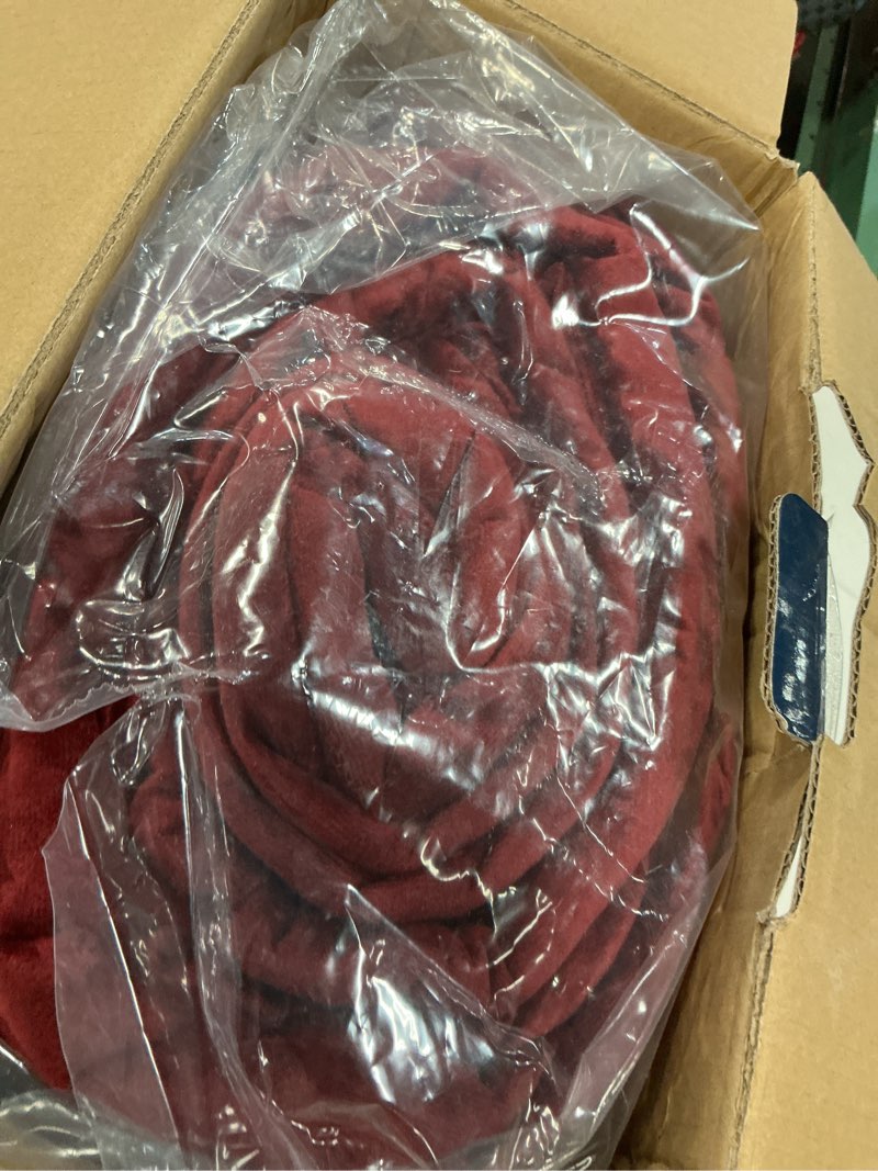 Condition photo showing Good Condition for Fredsure Distressed Velvet Comforter Set, 5 Pieces Burgundy Red King, Distressed Velvet Face and Brushed Microfiber Reverse King Burgundy Red