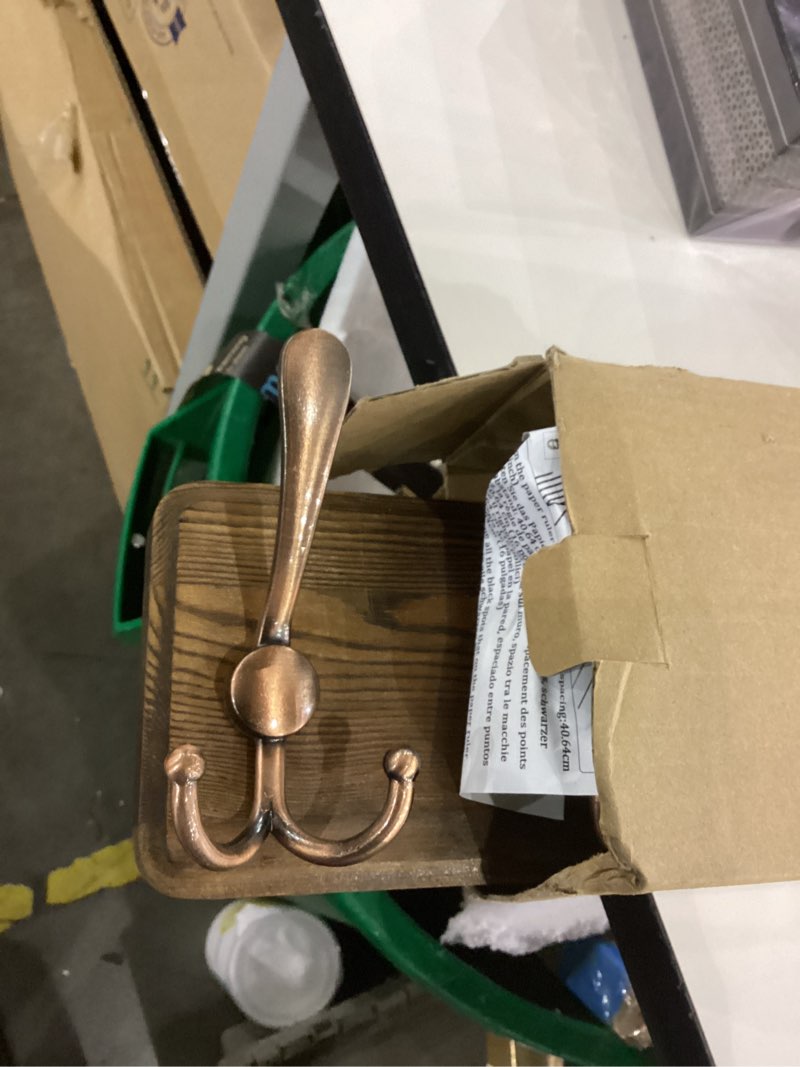 Condition photo showing Good Condition for SKOLOO Coat Rack Wall Mounted - 38.6" Long, Wooden, Heavy Duty, Rustic Coat Hooks for Wall, Coat Rack with 10 Triple Hooks for Hanging Clothes, Jacket, Hat(Brown & Retro Red) 1 Item-10 Hooks Brown Plate & Antique Hook