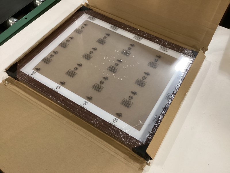 Condition photo showing New/Like New for Rustic Walnut 14x18 Frame - Single Frame, 14 x 18 Poster Frame with Mat for 12x16, Picture Frames for Artwork, Puzzles, Photos and Movie Posters, Perfect Christmas Frame 14" x 18" / 12" x 16" mat