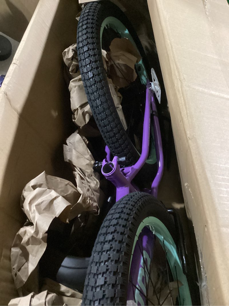 Condition photo showing As Is for joystar neo 20 inch kids bike for ages 6-10 years old boys & girls, 20 inch wheels kids mountain bike with training wheels & handbrake, kids' bicycles, multiple colors purple 20 inch with training wheels