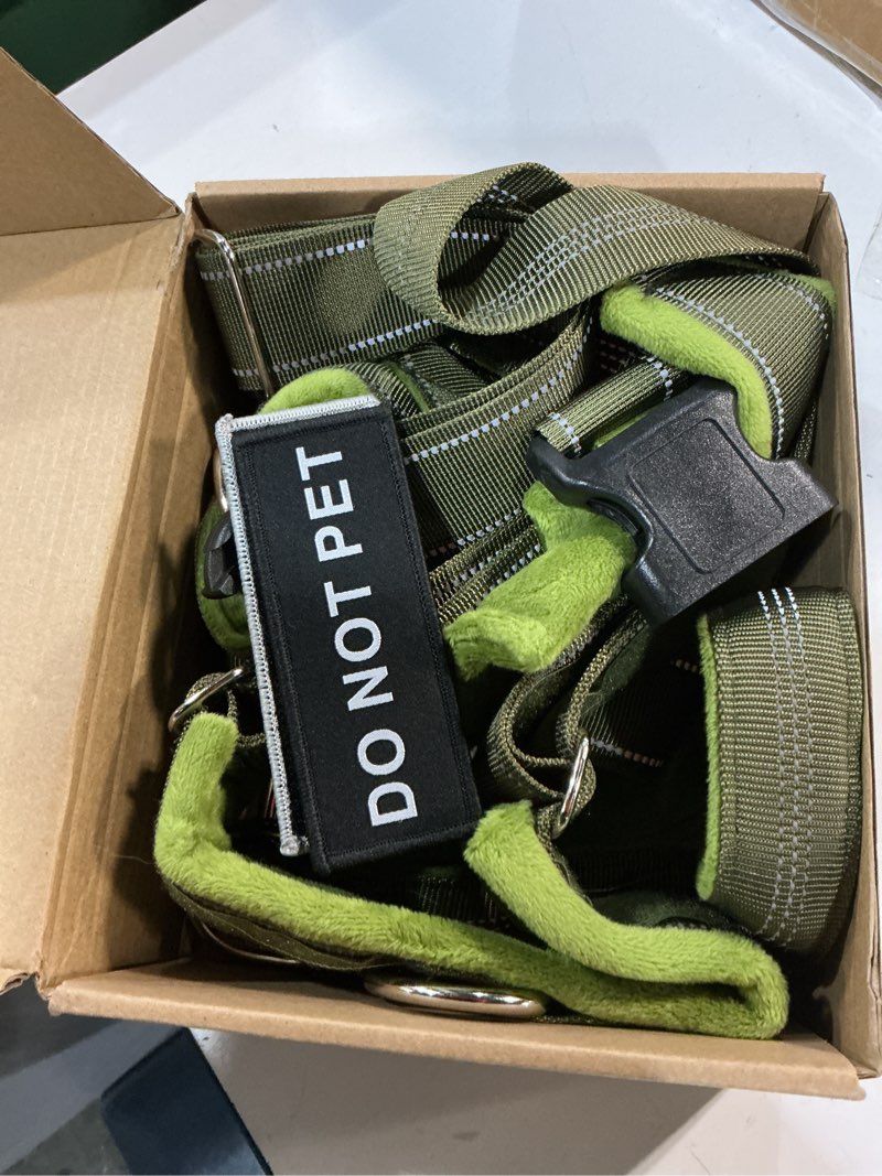 Condition photo showing Good Condition for slowton no pull dog harness - heavy duty dog harness and leash set for medium large dogs, reflective tactical harness with soft padded and front clip for easy walk and training (green xl) green x-large