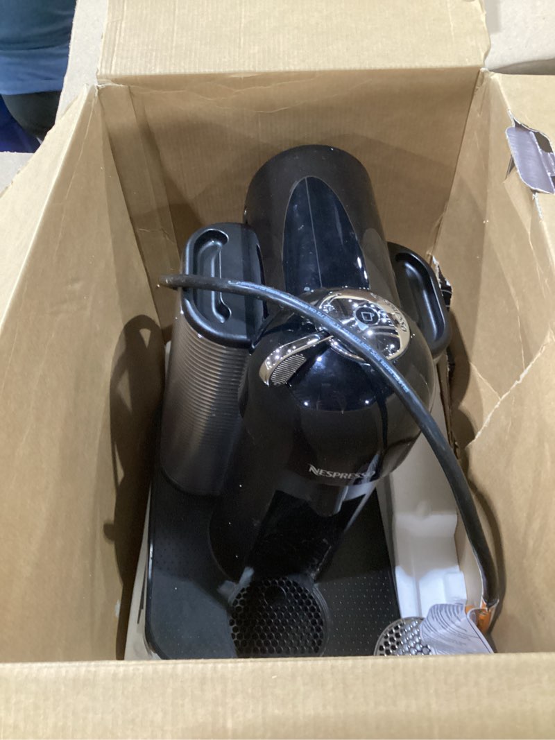 Condition photo showing As Is for Nespresso Vertuo Coffee and Espresso Maker by Breville, Matte Black with Aeroccino Milk Frother Machine + Milk Frother Black, USED