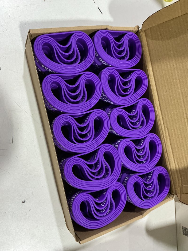 Condition photo showing New/Like New for 200 Pcs End Domestic Violence Wristband Silicone Purple Ribbon Awareness Wristbands Anti Domestic Violence Movement Gifts Reward for Classroom School Home Office