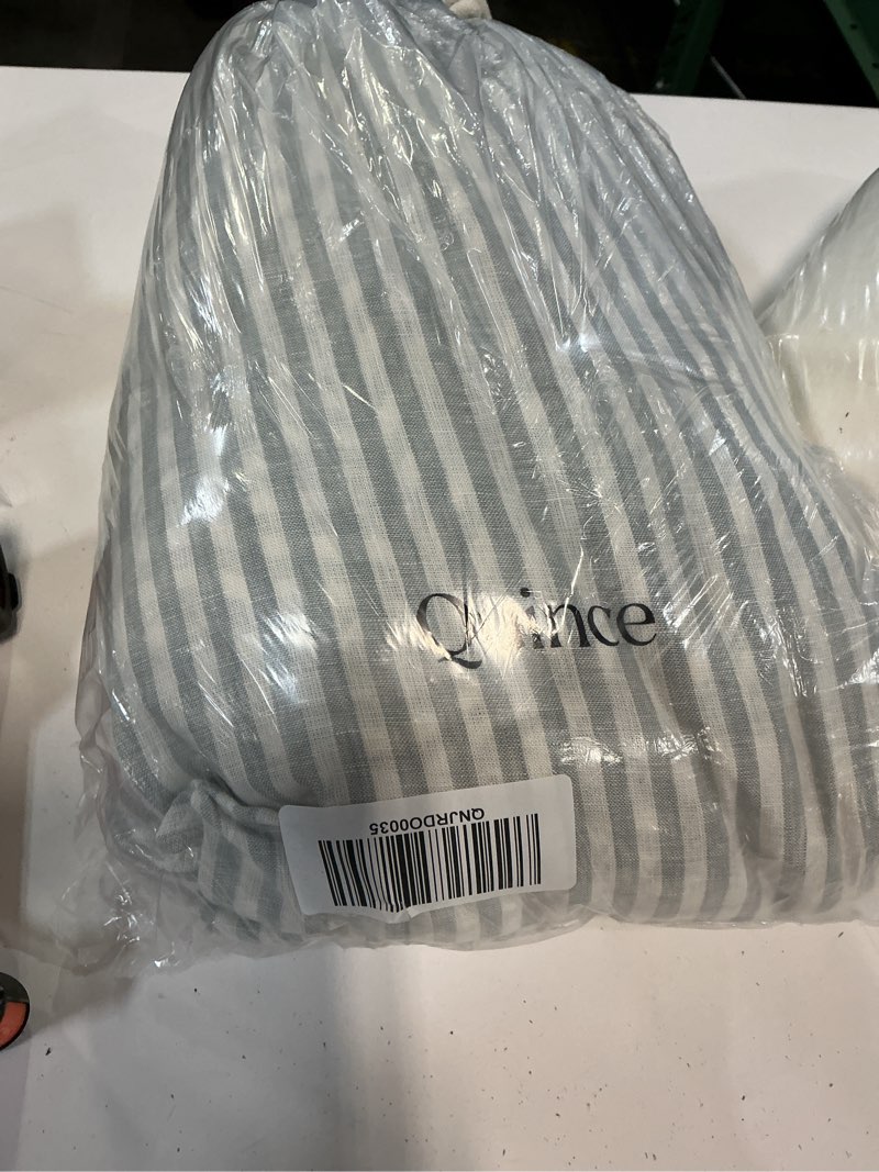 Condition photo showing Good Condition for european linen stripe duvet cover, full/queen, mist/white stripe