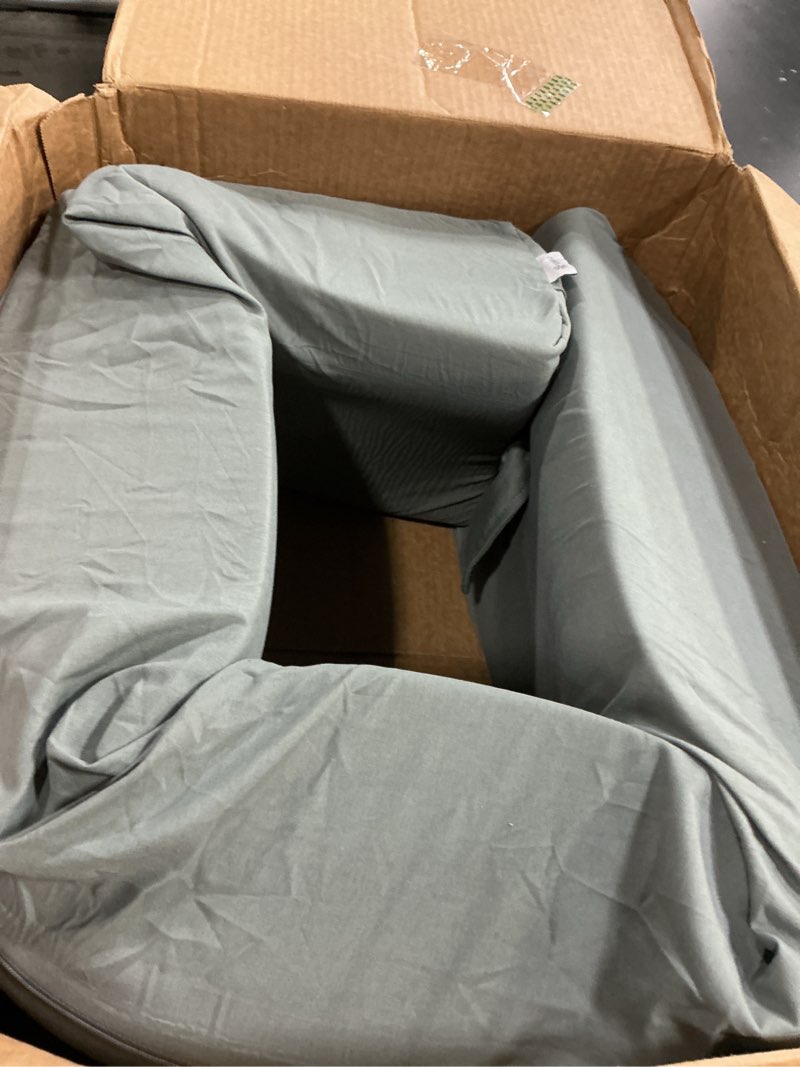 Condition photo showing As Is for vekkia queen bed wedge pillow for headboard gap – 0–6" mattress gap filler with supportive comfort foam & large side pockets – prevents lost pillows & items, washable cover (gray 60"x10"x7") grey queen(60"x10"x7"-gap under 6")