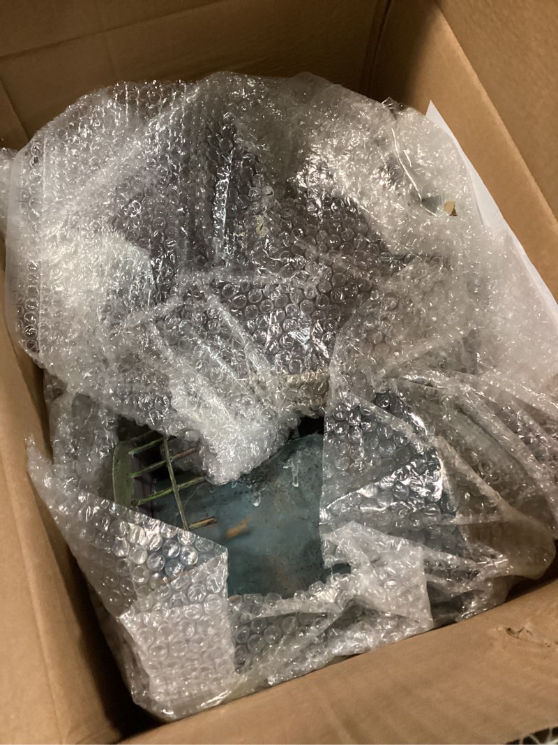 Condition photo showing Good Condition for metal bird bath feeder and houses for outdoors, birdbaths for outside with 4-prong stake, 3 in 1 free standing with blue house on pole for garden patio yard lawn 3-in-1 blue house