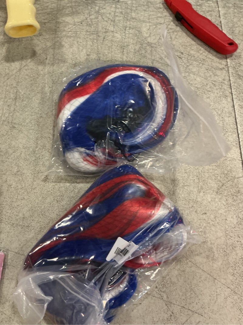 Condition photo showing New/Like New for suncalla 2 pack red white blue short bob hair wigs 12" straight with flat bangs synthetic 4th of july party wigs with cap for independence day patriotic party favor red white blue 2