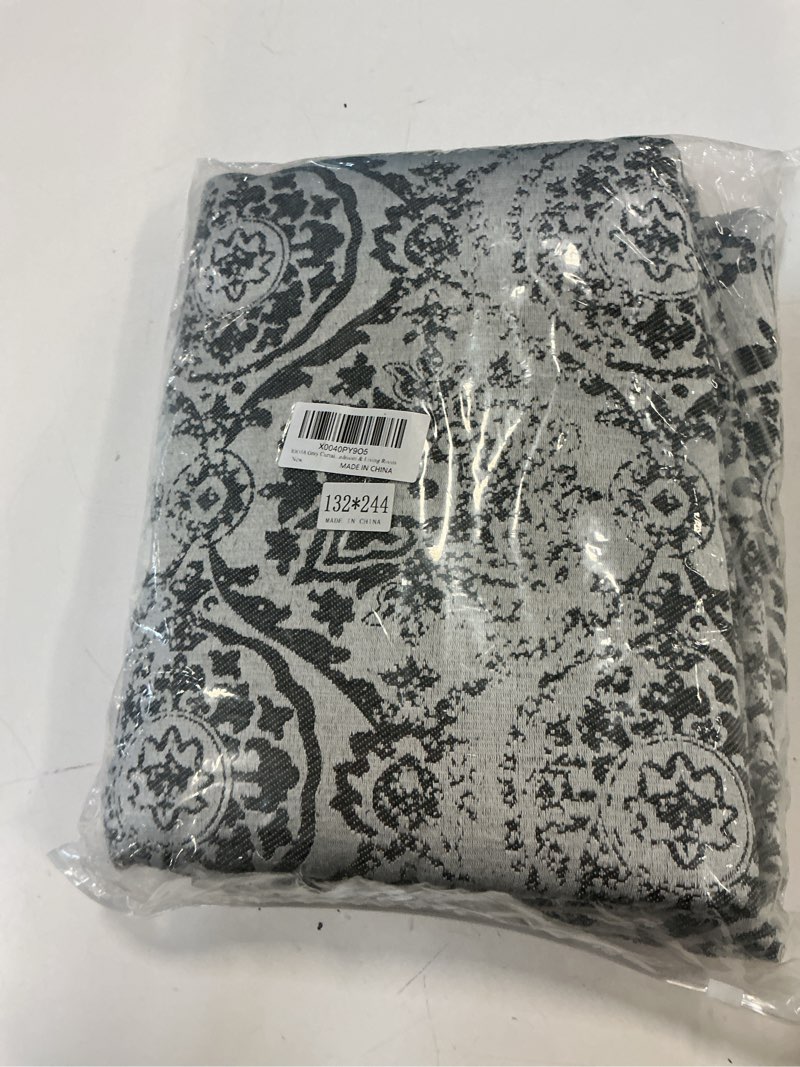 Condition photo showing New/Like New for JOOJA Grey Curtains - 84 inch Length, 2 Panels Set, Jacquard Patterned, Semi-Blackout Boho Curtains for Bedroom & Living Room Grey 52"W x 84"L (Pack of 2)