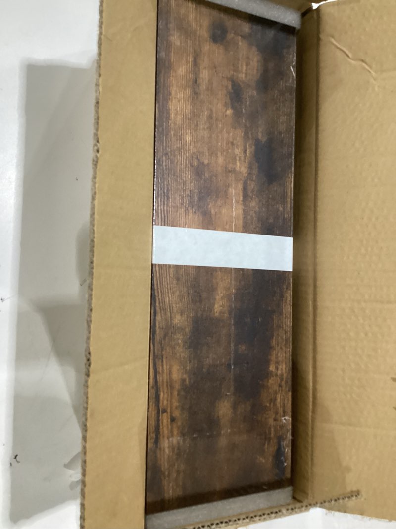 Condition photo showing As Is for upsimples 6 pack wooden floating shelves, wall storage decor shelf for bathroom, bedroom, living room, kitchen, office and laundry room, wall mounted display hanging shelf, brown brown 15.7in