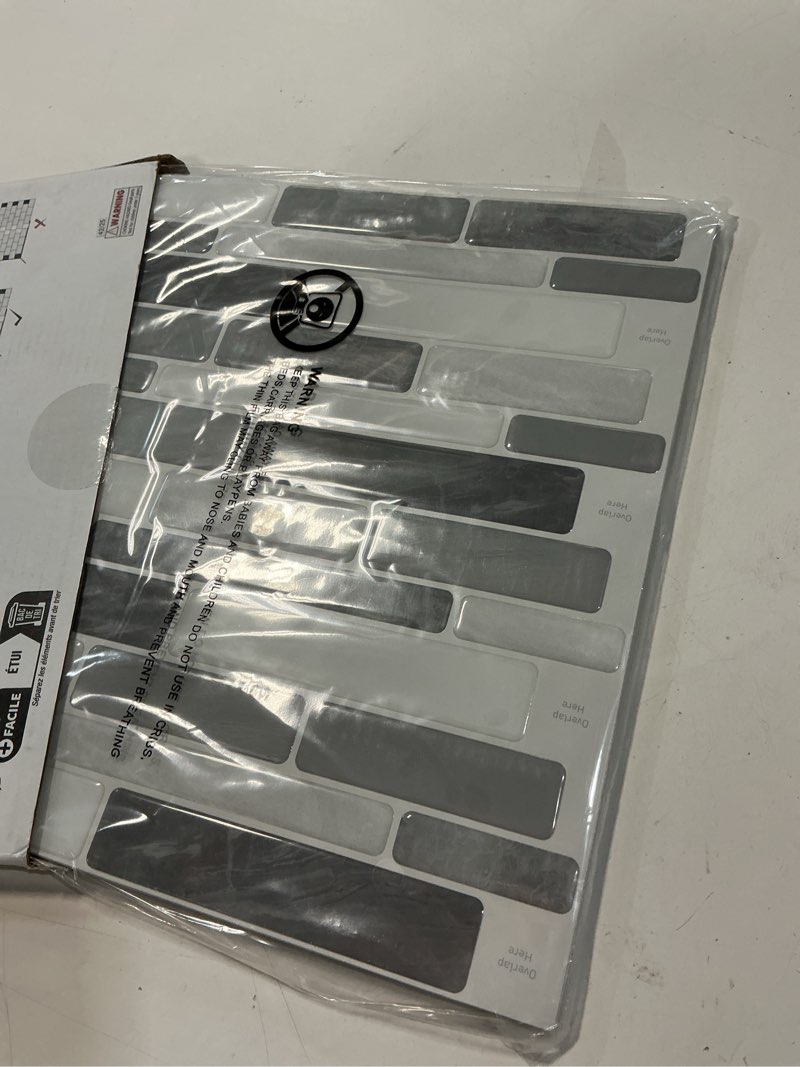 Condition photo showing New/Like New for wowstar 10-sheet peel and stick backsplash tile for kitchen wall, back splash stick on tiles for kitchen (12"x 12", gray)