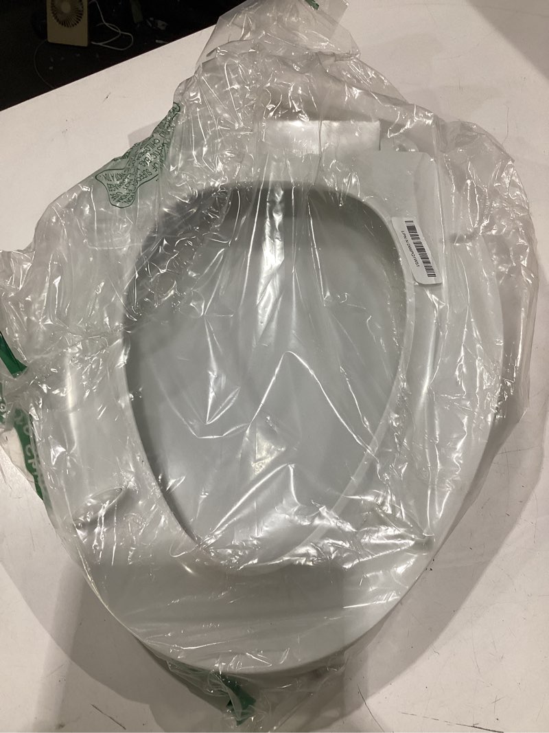 Condition photo showing As Is for kohler 4636-rl-0 cachet readylatch elongated slow close toilet seat, soft close toilet seat quiet lid, contoured grip-tight bumpers installation hardware, apartment essentials, white white elongated ready latch