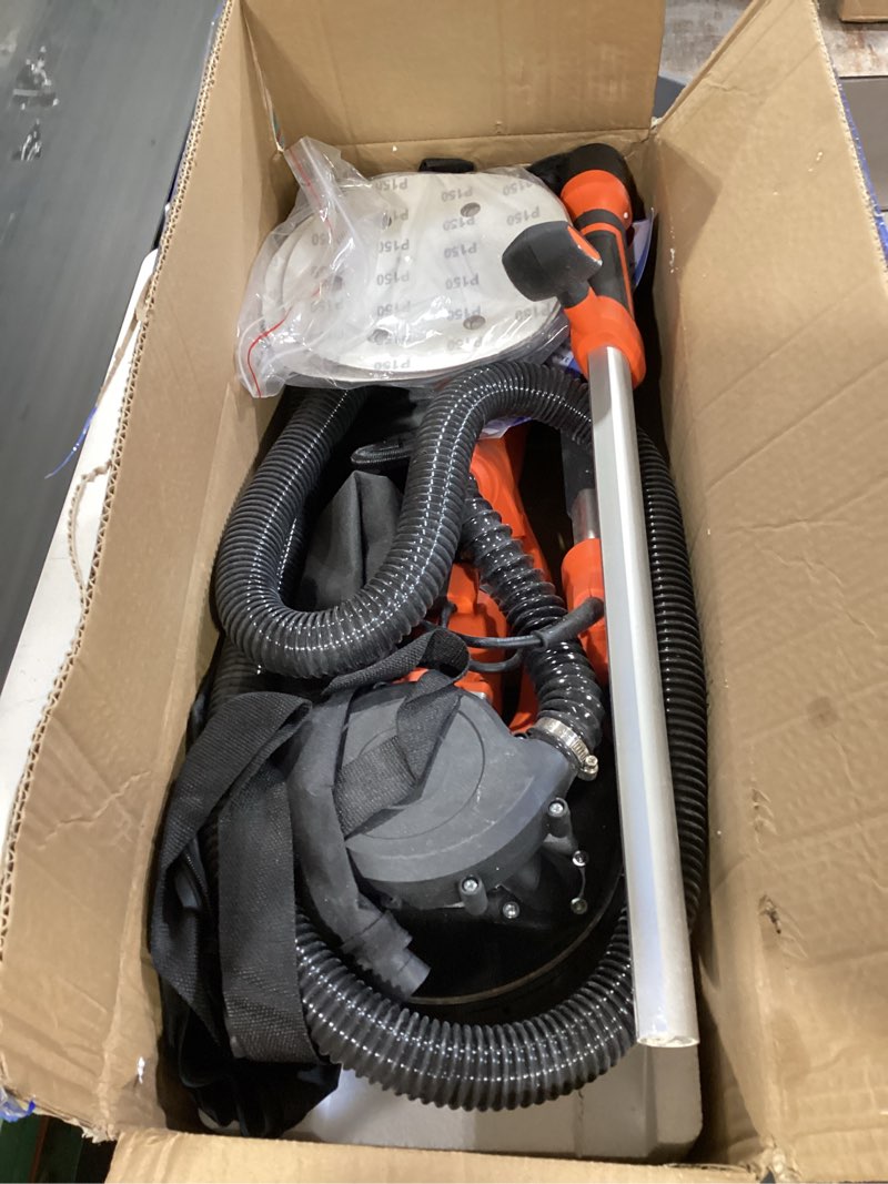 Condition photo showing As Is for drywall sander, 1000w popcorn ceiling removal tool, automatic drywall sander with vacuum dust collection, led light, 6 variable speed 800-2200rpm, foldable & extendable handle,15pcs sanding discs