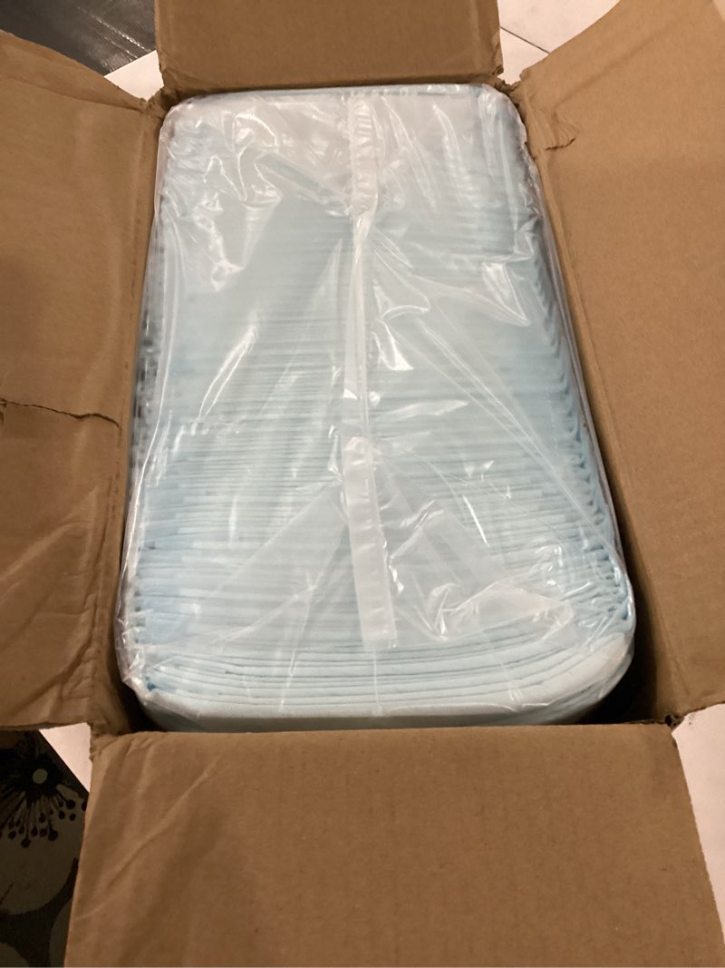 Condition photo showing New/Like New for amazon basics dog and puppy pee pads, 5-layer leak-proof super absorbent, quick-dry surface, potty training, regular (22x22"), 100 count, blue & white