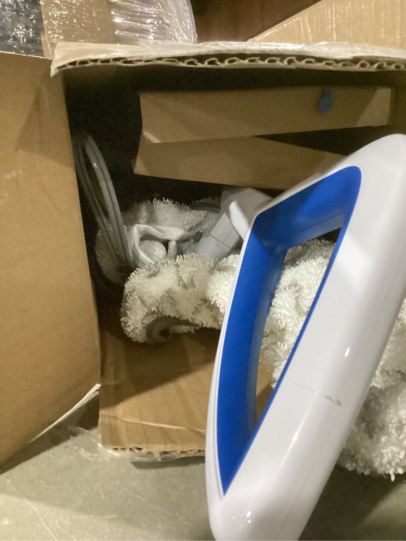 Condition photo showing As Is for bissell power fresh steam mop with natural sanitization, floor steamer, tile cleaner, and hard wood floor cleaner with flip-down easy scrubber, 1940a powerfresh steam mop