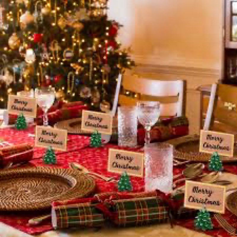 Watersay 12 Pcs Christmas Tree Place Card Holders with Seating Cards Table Number Holders Place Card