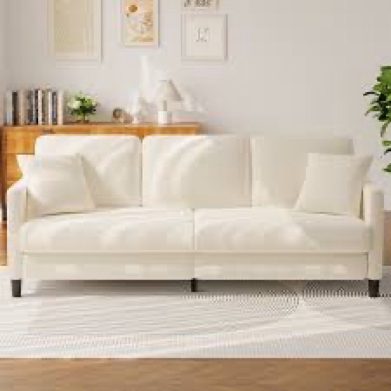 (Incomplete) Febo 83'' Square Arms Sofa, Teddy Sofa Couch with Pocket Spring Cushion   