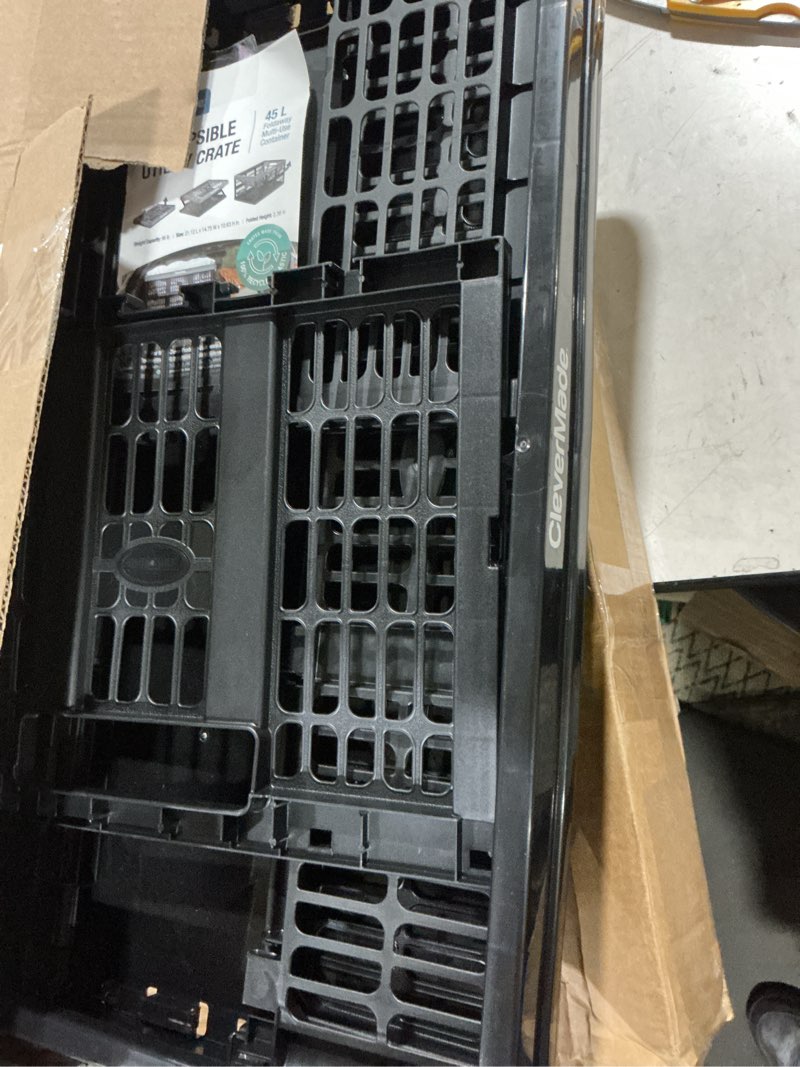 Condition photo showing Good Condition for clevermade collapsible utility crate 45l foldable plastic crate with heavy duty 66 lb capacity for storage, trunk organization, & moving - obsidian obsidian 45l - 1 pack