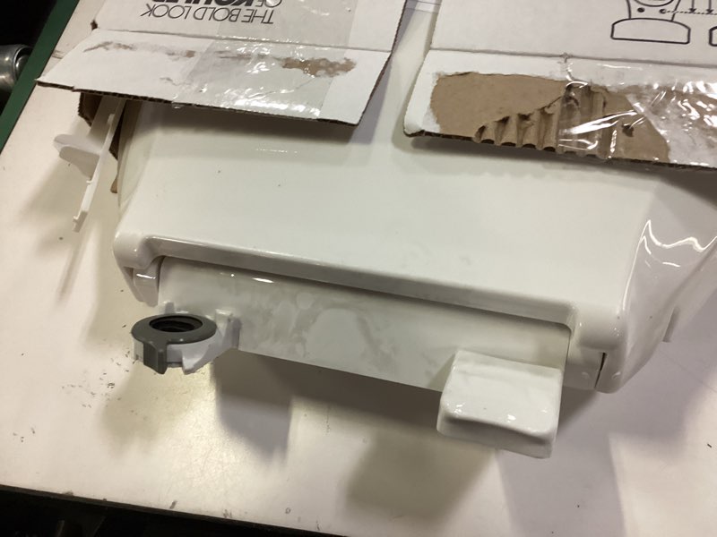 Condition photo showing As Is for kohler 4636-rl-0 cachet readylatch elongated toilet seat slow close, soft close toilet seat quiet lid, contoured grip-tight bumpers installation hardware, apartment essentials, white white elongated ready latch