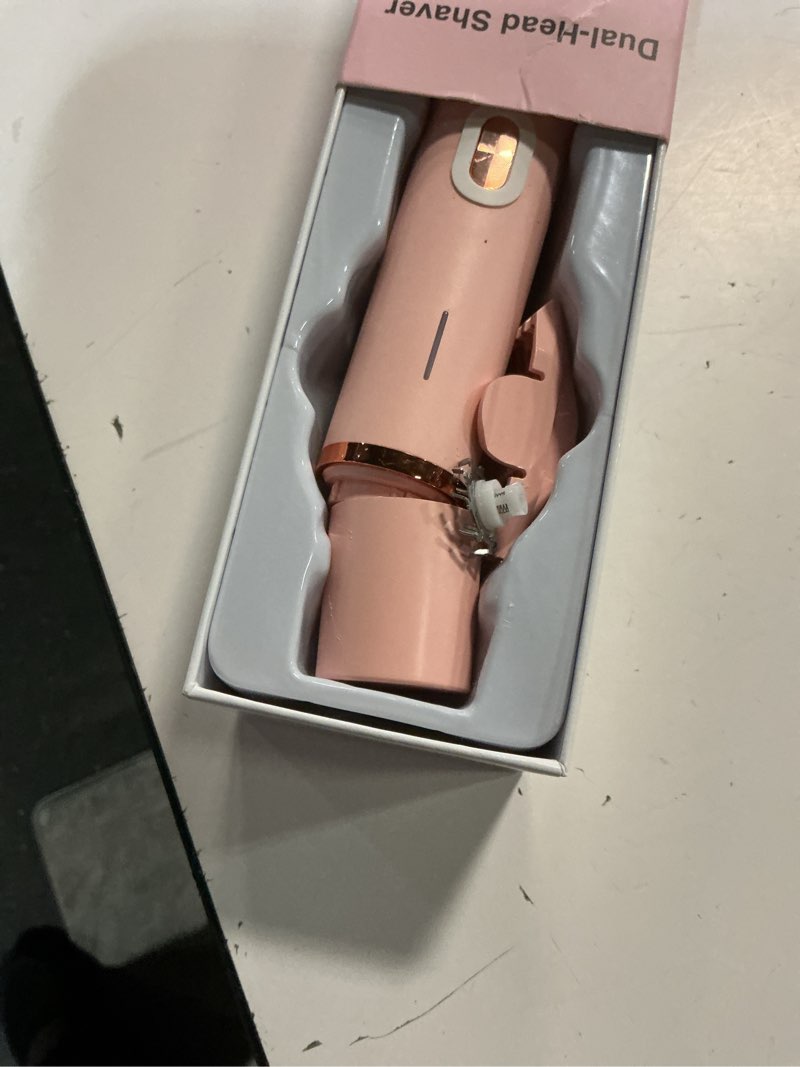 Condition photo showing Good Condition for 2-in-1 Bikini Trimmer for Women, Bikini Shaver with Dual Heads, Body and Facial Hair Removal, Rechargeable Cordless Electric Razors for Face Chin Pubic Underarm Legs, IPX7 Waterproof, Pink A01 Pink