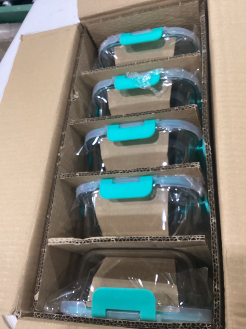 Condition photo showing New/Like New for [10-pack]glass meal prep containers with lids, mcirco glass food storage containers with snap locking lids, airtight lunch containers, microwave, oven, freezer and dishwasher, green