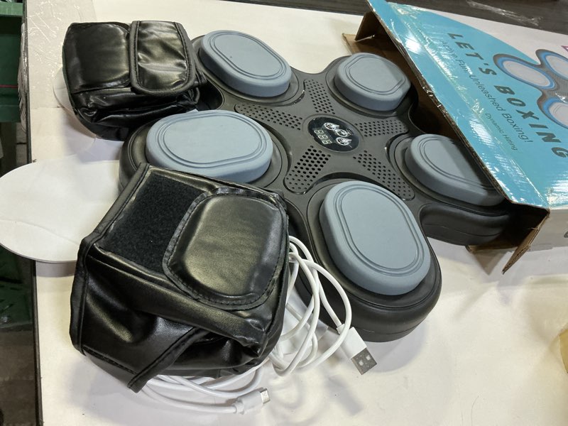 Condition photo showing As Is for Smart Music Boxing Machine for Adults and Kids, Training Machine with LED Electronic Wall Mounted, Home Indoor Workout Equipment with Premium Boxing Gloves Black 11