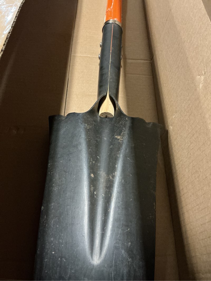 Condition photo showing As Is for vnimti heavy duty shovel with fiberglass handle for digging and gardening, metal, 58 inches