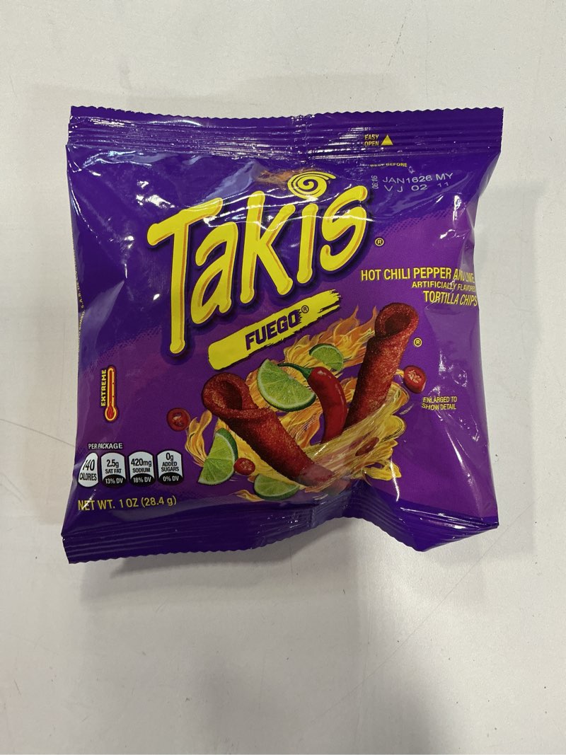 BARCEL, TAKIS, TORTILLA CHIPS, FUEGO 28.4 g ( Pack 40l  ( BB: Jan 16/2026)