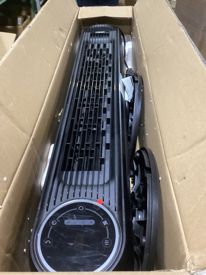 Condition photo showing Good Condition for Dreo Tower Fan for Bedroom, 2026 Upgraded DC Motor, 28ft/s High Velocity, 20dB Ultra Quiet Standing Fan, 8 Speeds 4 Modes, 90° Oscillating Bladeless Fan for Indoors, Floor Fans with Remote, Black