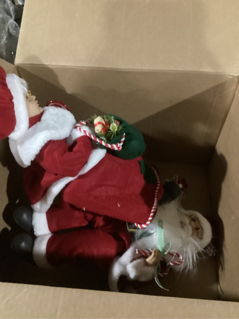 Condition photo showing Good Condition for ITART Sitting Mr and Mrs Claus Figurines with Lights and Timer 17-Inch Santa Couple Christmas Decorations Battery Operated