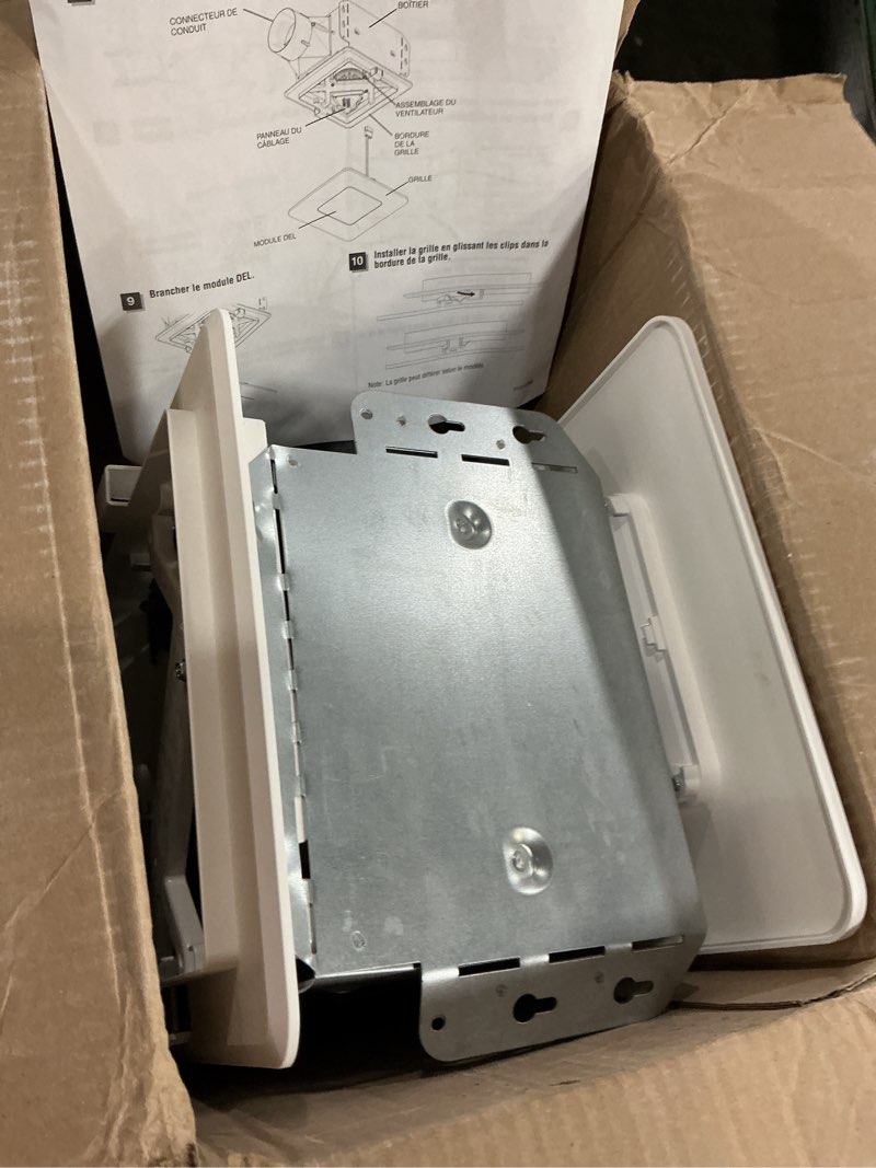 Condition photo showing As Is for broan-nutone bathroom exhaust fan with led light – easy retrofit without attic access, quiet 1.5 sones, effective ventilation at 80 cfm energy star certified moisture and odor control 80 cfm 1.5 sones 80 cfm energy star