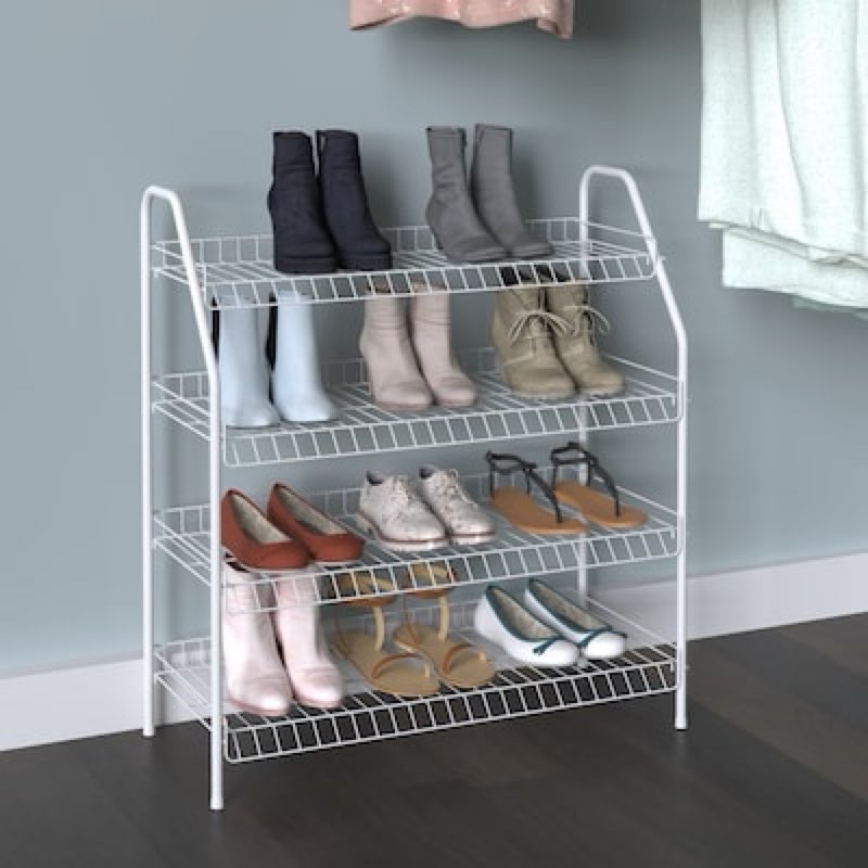 closetmaid 28-in h 4 tier 12 pair white metal shoe rack