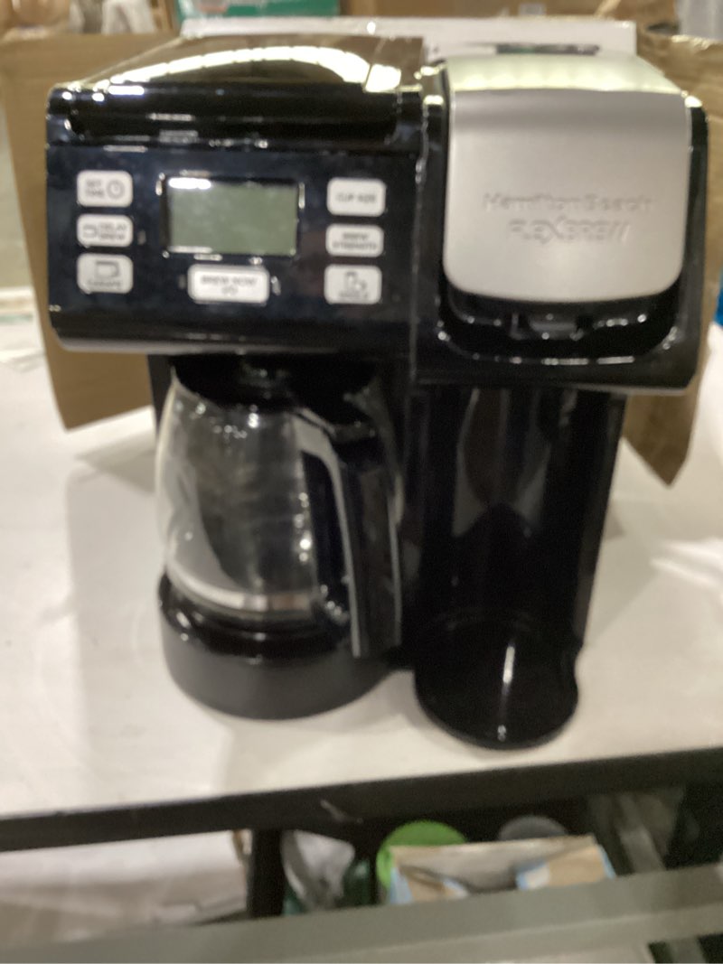 Condition photo showing As Is for Not tested ***Hamilton Beach FlexBrew Trio 2-Way Coffee Maker, Compatible with K-Cup Pods or Grounds, Combo, Single Serve & Full 12c Pot, Black - Fast Brewing (49902)