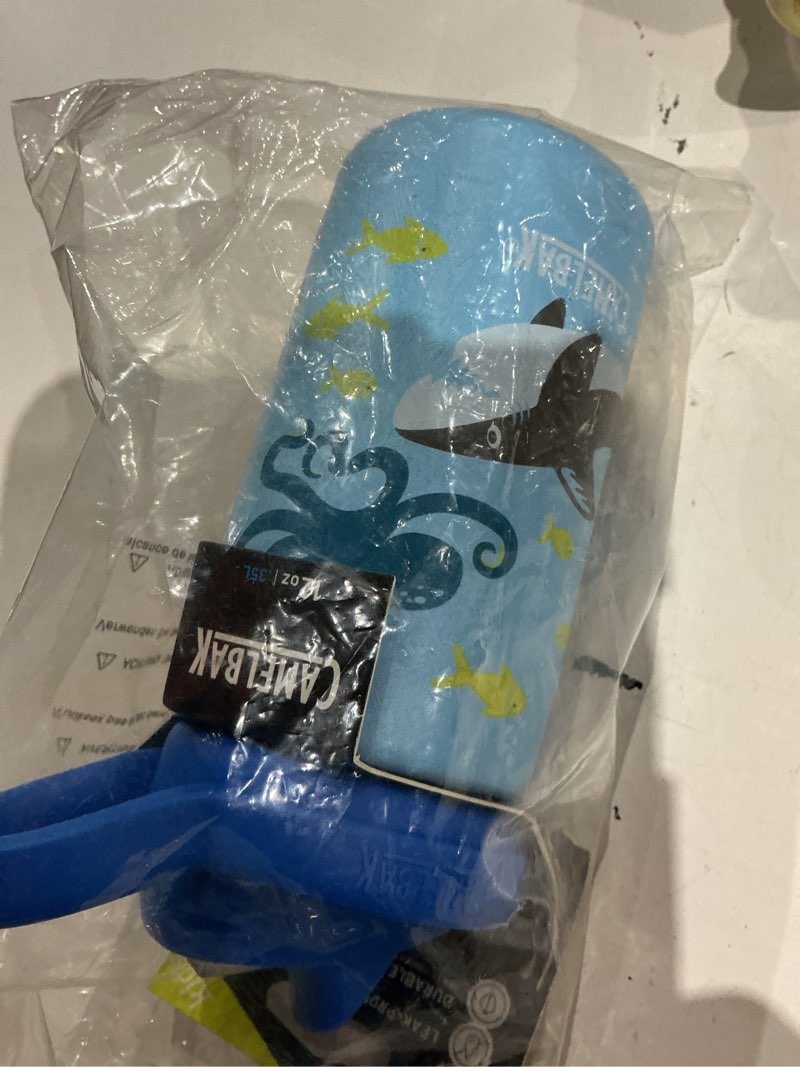 Condition photo showing Good Condition for camelbak eddy+ kids 12oz insulated stainless steel water bottle for school and everyday use, sharks and friends