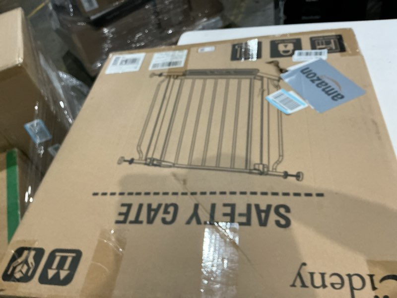 Condition photo showing Good Condition for baby gate no drilling, 29"-40" auto close dog gate indoor for doorways & stairs, pressure mounted adjustable pet gate, easy walk through child gate for children & pets stroller friendly, white