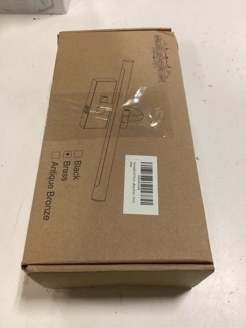 Condition photo showing New/Like New for rechargeable picture light with remote control,12 inch brass finish adjustable wireless art lighting fixture,painting lights with timer,3 color temperature and dimmable 12inch brass