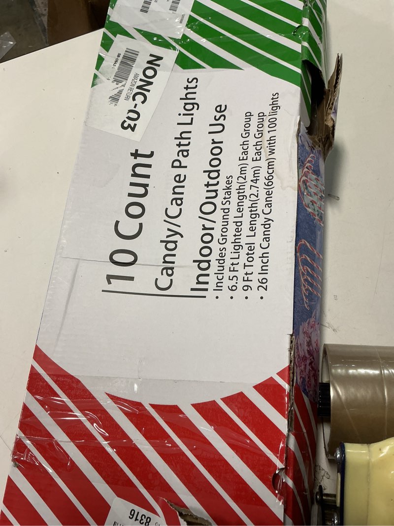 Condition photo showing Good Condition for Christmas Candy Cane Lights, Candy Cane Lights Christmas Decorations Outdoor for Yard,Garden(10Inch), 10Pack Red 10inch